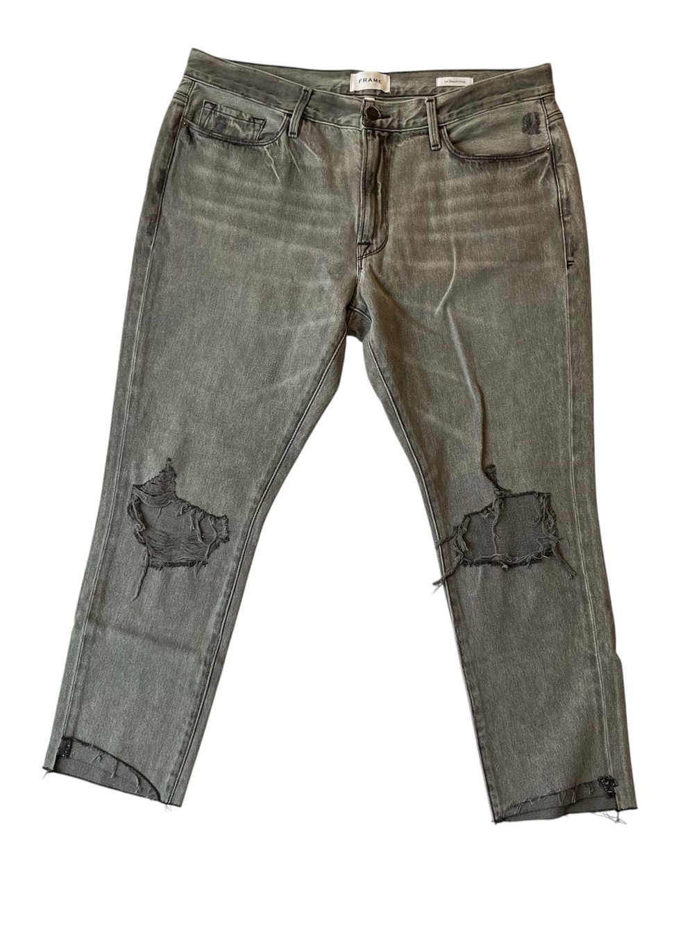 Frame jeans 31 La Garcon Crop Slilm boyofriend Gray Mid rise waist Womens